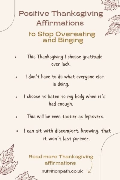 Positive Thanksgiving Affirmations to stop overeating and binging