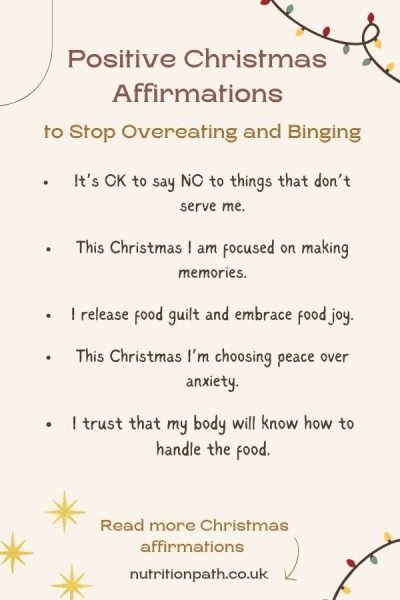 Uplifting Christmas affirmations to stop overeating and binging
